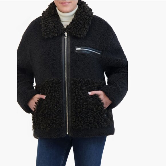 NEW Hudson Jeans Faux Leather Faux Shearling Jacket Winter $268 RETAIL 2511 5T3 - Picture 2 of 5